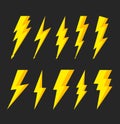Thunder Bolt With Flash Of Lightning. Icons Of Electric. Logo Of Thunderbolt. Storm And Lightening For Illustrations. Instant