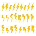 Thunder bolt icons. Flash lighting sign. High voltage symbols