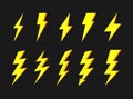 Thunder and bolt lighting elements. Flash icons set. Elestric blitz. thunderbolt on white background