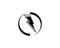 Thunder and Bolt Lighting Flash Icons Set. Flat Style on Dark Background Royalty Free Stock Photo