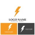 Thunder and Bolt Lighting Flash Icons Set. Flat Style on Dark Background. Vector - Vector. Royalty Free Stock Photo