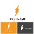 Thunder and Bolt Lighting Flash Icons Set. Flat Style on Dark Background. Vector - Vector. Royalty Free Stock Photo