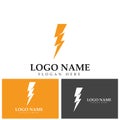 Thunder and Bolt Lighting Flash Icons Set. Flat Style on Dark Background. Vector - Vector. Royalty Free Stock Photo