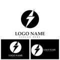 Thunder and Bolt Lighting Flash Icons Set. Flat Style on Dark Background. Vector - Vector. Royalty Free Stock Photo