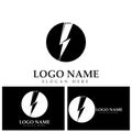 Thunder and Bolt Lighting Flash Icons Set. Flat Style on Dark Background. Vector - Vector. Royalty Free Stock Photo