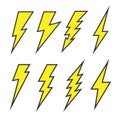 Thunder and Bolt Lighting Flash Icons Set Royalty Free Stock Photo