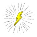 Thunder and Bolt Lighting Flash Icons Set. Flat Style on white Background. Vector Royalty Free Stock Photo