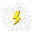 Thunder and Bolt Lighting Flash Icons Set. Flat Style on white Background. Vector Royalty Free Stock Photo