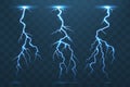 Thunder bolt and lightnings, thunderstorm electricity flash. Ele Royalty Free Stock Photo