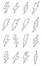 Thunder bolt line icons set