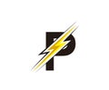Thunder Flash P Letter Electrical Logo Icon.