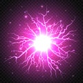 Thunder bolt on transparent background. Vector lightning flash