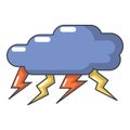 Thunder cloud icon, cartoon style Royalty Free Stock Photo