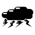 Thunder cloud icon, simple black style Royalty Free Stock Photo