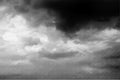 Thunder clouds raining background in Black and White. Royalty Free Stock Photo