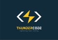 Thunder code logo. Fast coding logotype idea. Program development, computer technology concept. flash abstract brand for