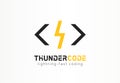Thunder code logo. Fast coding logotype idea. Program development, computer technology concept. flash abstract brand for