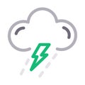 Thunder colour line vector icon