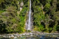 Thunder Creek Falls at Mt Aspiring National Park, New Zealand Royalty Free Stock Photo