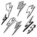 Thunder doodle illustration vector handdrawn cartoon style Royalty Free Stock Photo