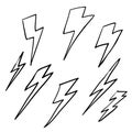 Thunder doodle illustration vector handdrawn cartoon style Royalty Free Stock Photo