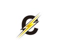 Thunder Flash C Letter Electrical Logo Icon.