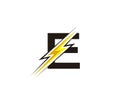 Thunder Flash E Letter Electrical Logo Icon.