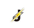 Thunder Flash J Letter Electrical Logo Icon.