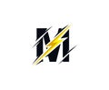 Thunder Flash M Letter Logo Icon. Royalty Free Stock Photo