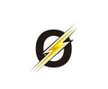 Thunder Flash O Letter Electrical Logo Icon.