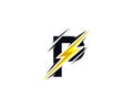 Thunder Flash P Letter Logo Icon. Royalty Free Stock Photo