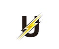 Thunder Flash U Letter Electrical Logo Icon.