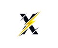 Thunder Flash X Letter Logo Icon. Royalty Free Stock Photo