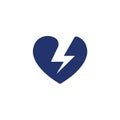 Thunder Heart Logo, Electrical sign with a Heart, Love Power Energy Logo