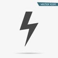 Thunder icon. Lightning vector isolated. Modern simple flat warning sign. Electr icty nternet concep