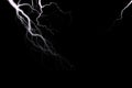 Thunder isolated on black background for overlay design Royalty Free Stock Photo