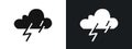 Thunder lightning icon linear graphics set vector in black Royalty Free Stock Photo