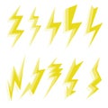 Thunder or lightning icons in flat style.