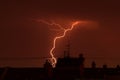 Thunder lightning over the city rooftops