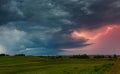 Thunder lightning storm clouds with lot of ligtning bolts