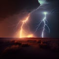 Thunder and lightning storm over the mountains