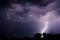 Thunder lightnings and storm on the dark sky Royalty Free Stock Photo