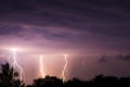 Thunder lightnings and storm on the dark sky Royalty Free Stock Photo