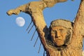 Thunder Mountain Statue and Moon