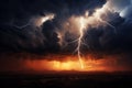 Thunder storm lighting at night. Power of mother nature. Generative Ai. Royalty Free Stock Photo