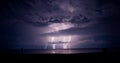 Thunder-storm and lightning in the sea Royalty Free Stock Photo