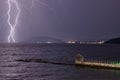 Thunder-storm and lightning on the sea Royalty Free Stock Photo