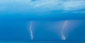 Thunder storm lightning strike on the sea  background at night Royalty Free Stock Photo