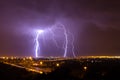 Stormy night with thunder and lightning strike