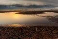 thunder storm sky Rain clouds Cracked dry land without wate Royalty Free Stock Photo